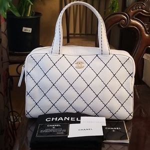 Chanel Suprique Boston Quilted White Leather